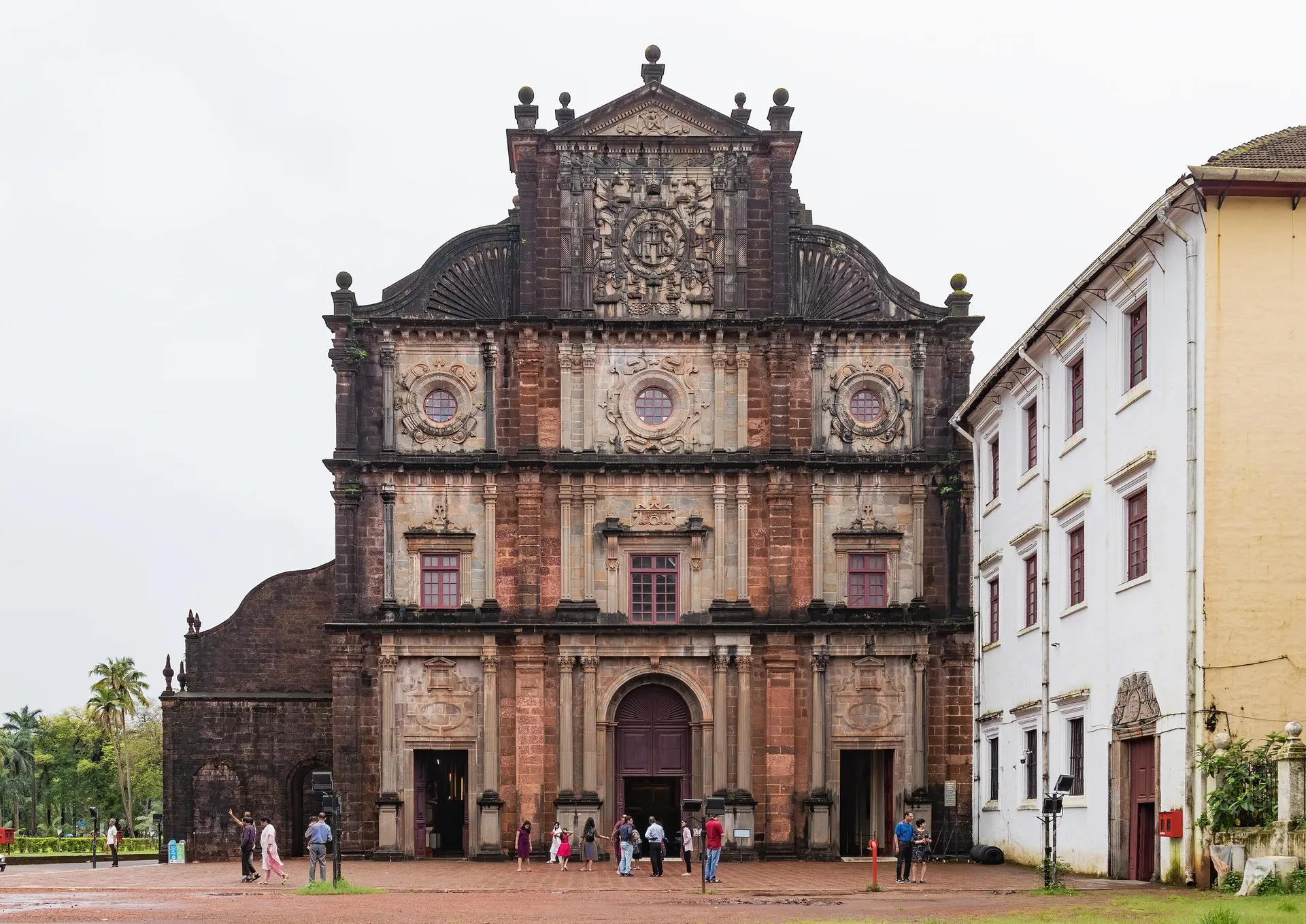 The laterite facade of the Basilica of Bom Jesus in Old Goa