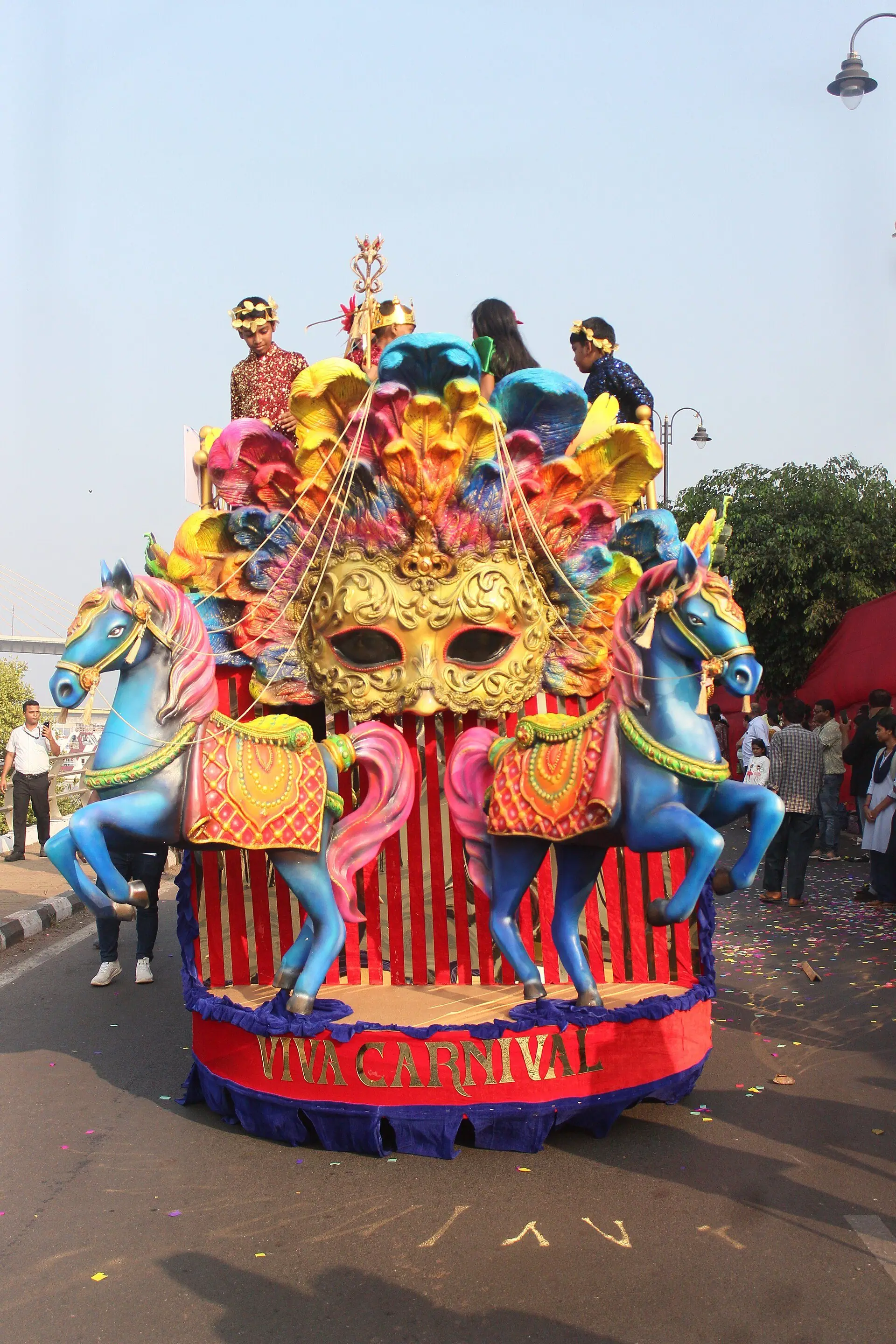 A decorated float at a carnival parade in Goa